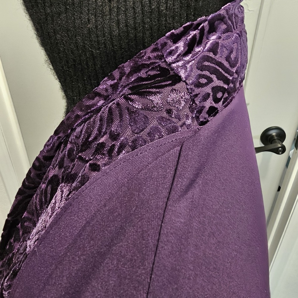 Christopher & Banks Purple Open Front Cardigan L NWT Burnout Velvet Trim Long Sl - Picture 6 of 14
